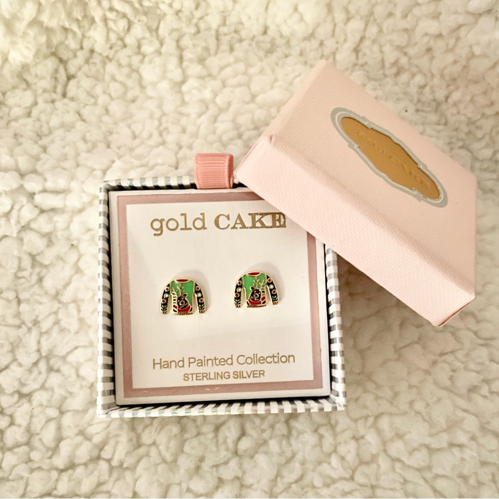 NIB Gold Cake Ugly Sweater Earrings